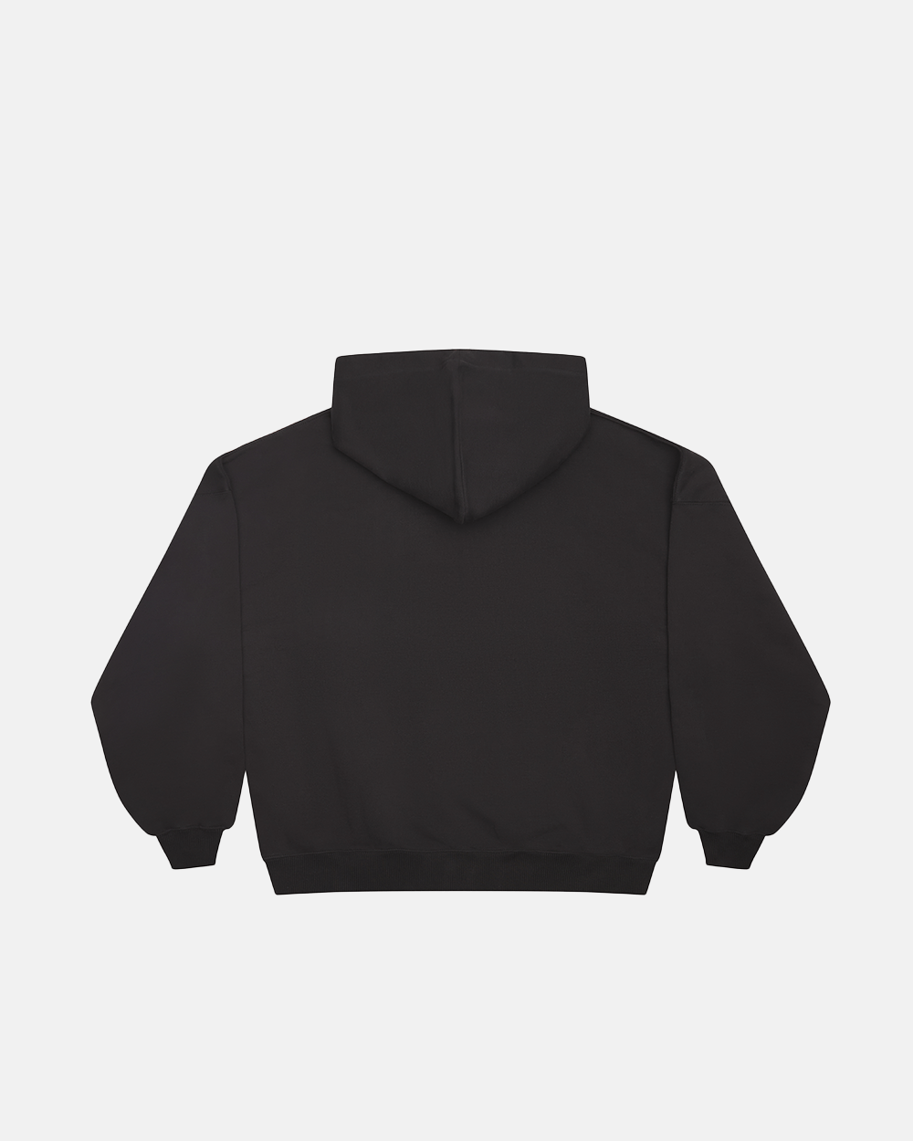 CURVED FRONT HOODIE BLACK - black graphic print hoodie, back view - Cold Culture #packshot