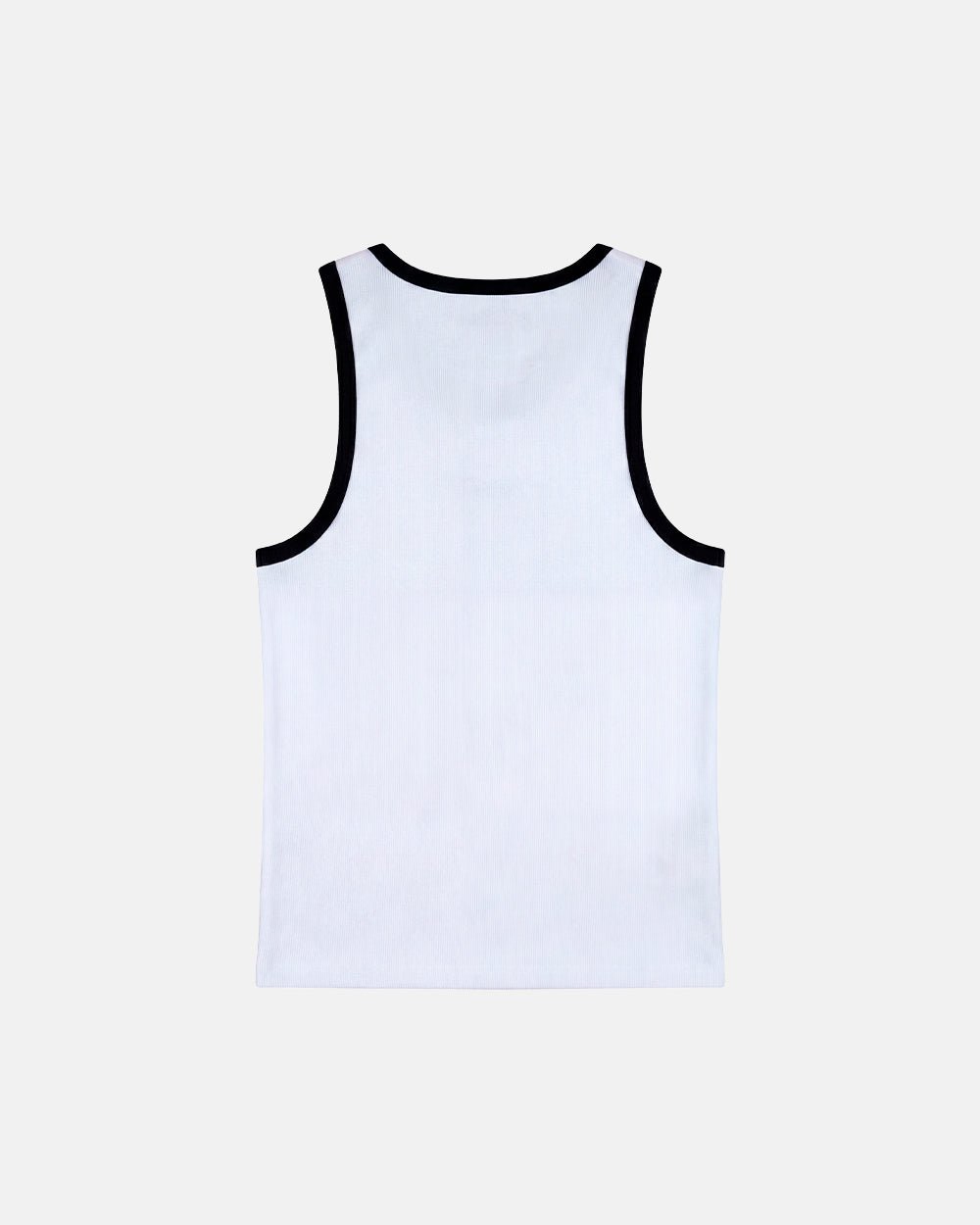 CUTE TANK TOP WHITE - white contrast trim tank top, back view - Cold Culture #packshot