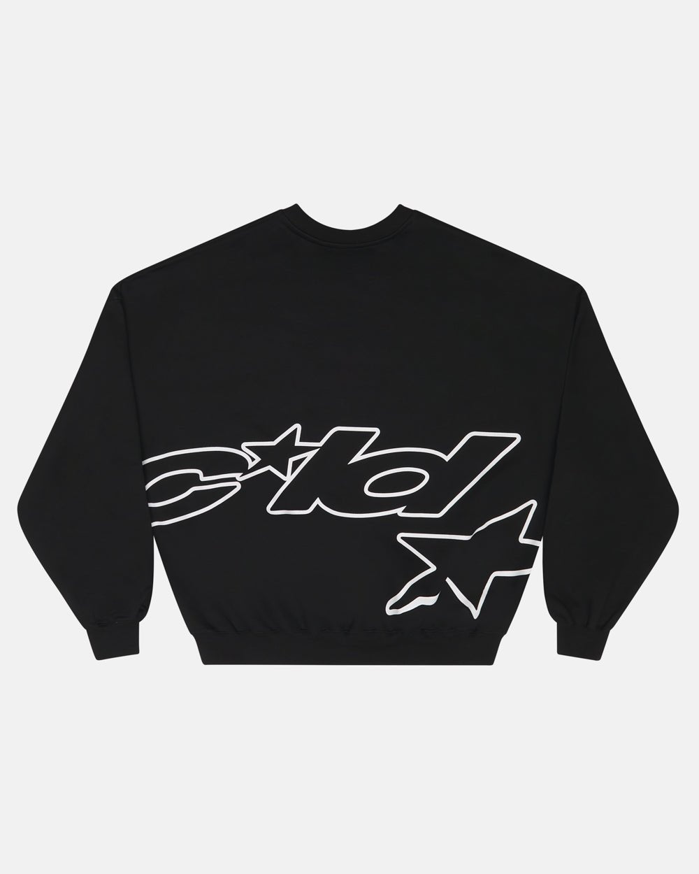 DEFENSE CREWNECK BLACK - black oversized crewneck sweatshirt, back view - Cold Culture #packshot