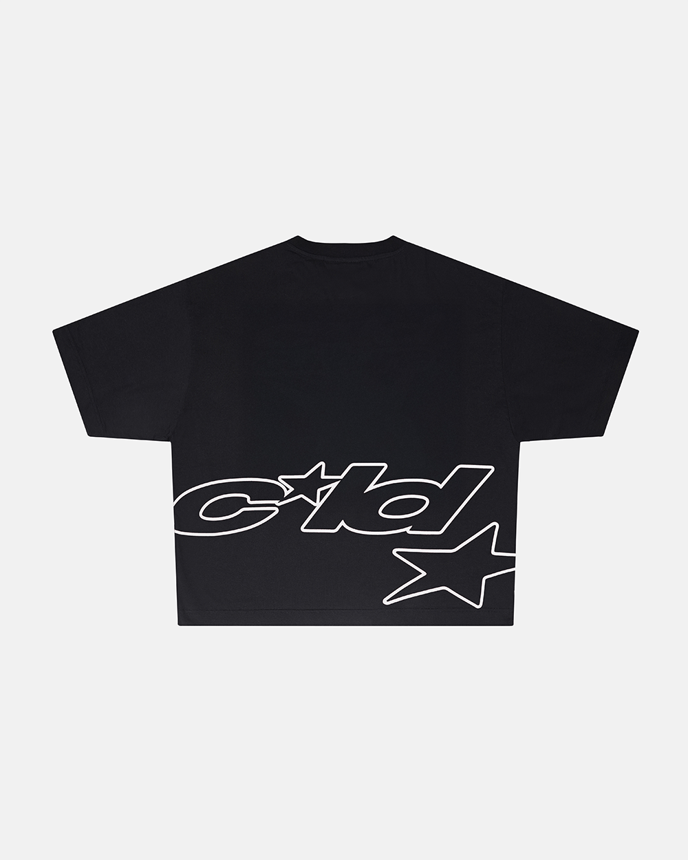 DEFENSE TEE BLACK - black oversized tee, back view - Cold Culture #packshot