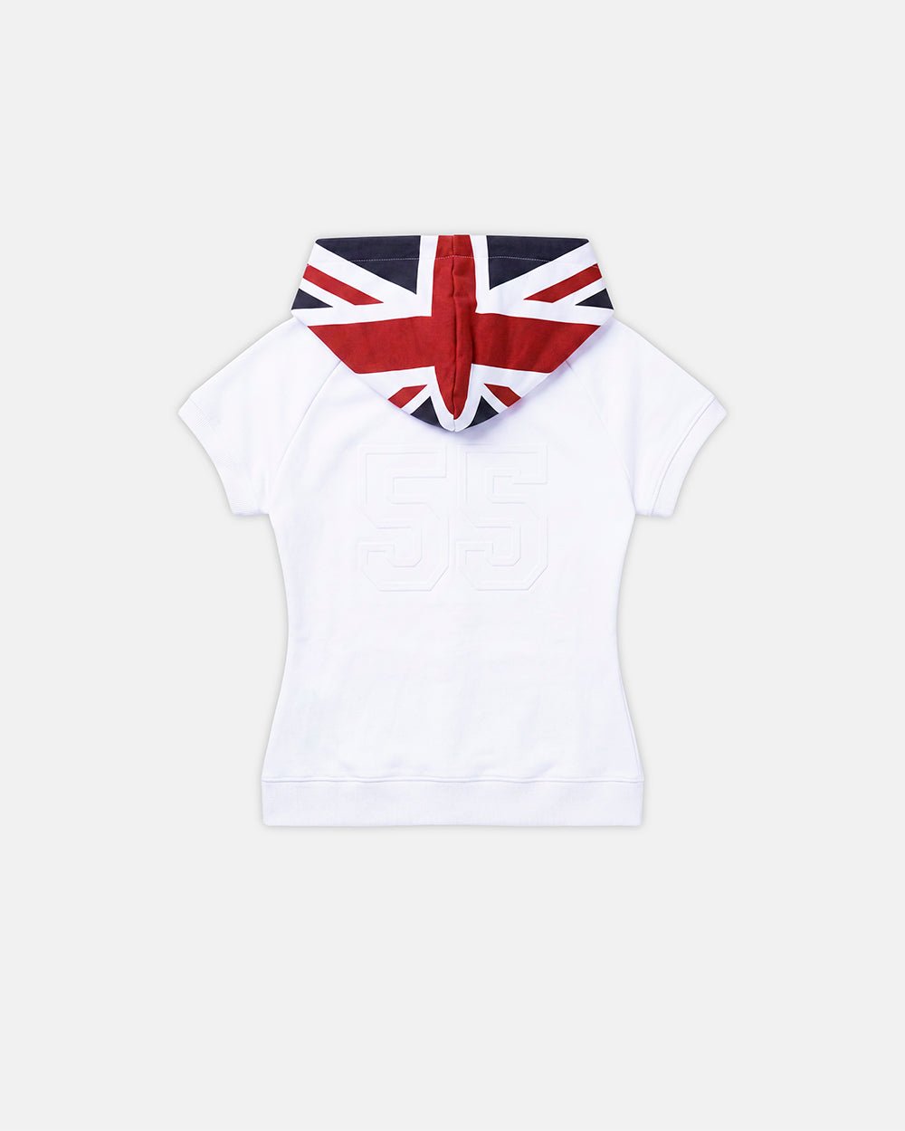 DIANA BABY ZIP TEE WHITE - white hooded zip baby tee, back view - Cold Culture #packshot