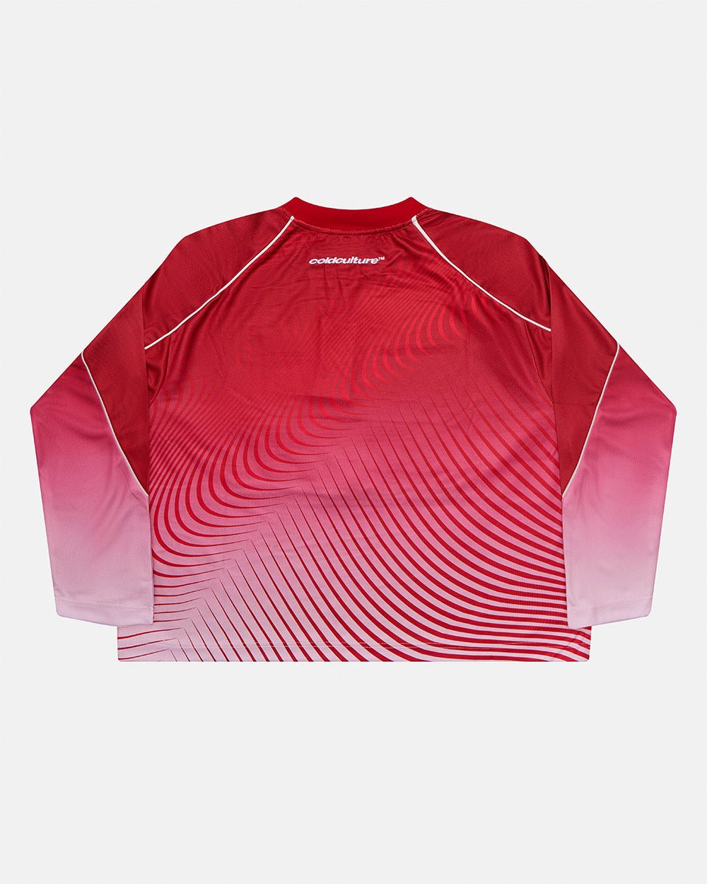 DIFFUSION LONGSLEEVE RED & WHITE - red and white gradient longsleeve tee, back view - Cold Culture #packshot