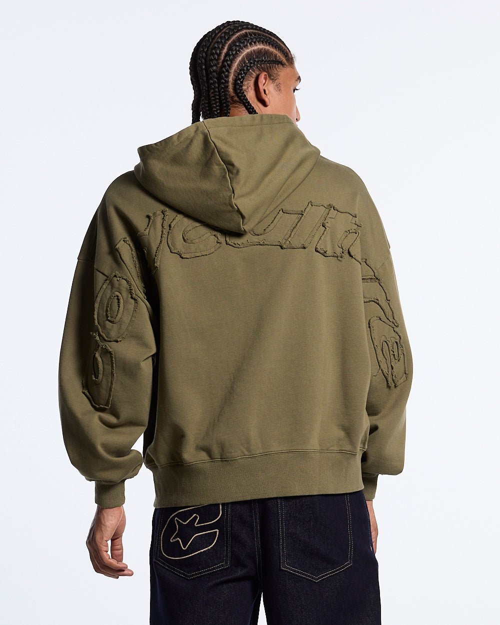 DISTRESS CURVED ZIP HOODIE GREEN LIGHT - Cold Culture #man
