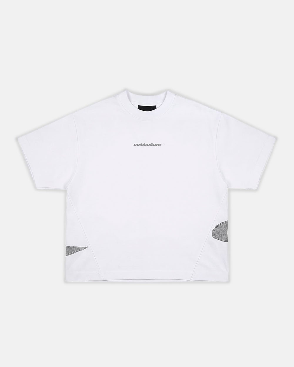 DISTRESS DEFENSE TEE WHITE - white graphic print tee, front view - Cold Culture #woman