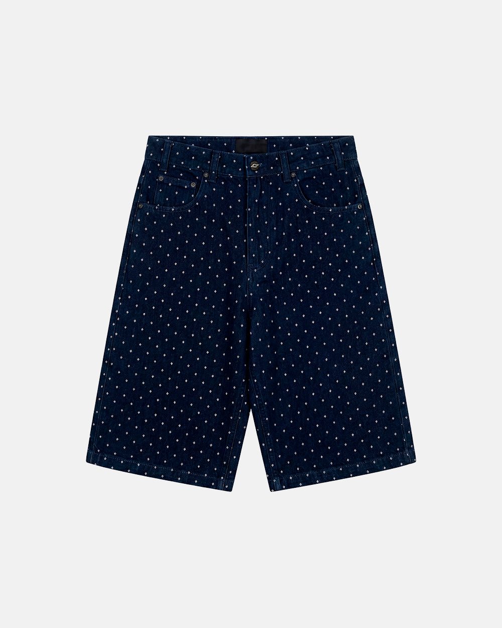 DOT CLUB SHORTS BLACK - black polka dot shorts, front view - Cold Culture #packshot