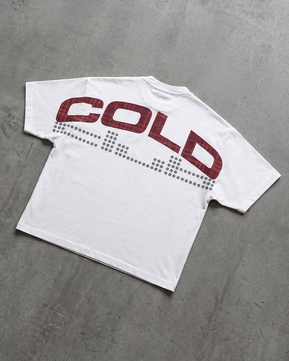 DOTS CLUB TEE LIGHT GREY - light grey graphic print tee, flat lay - Cold Culture
