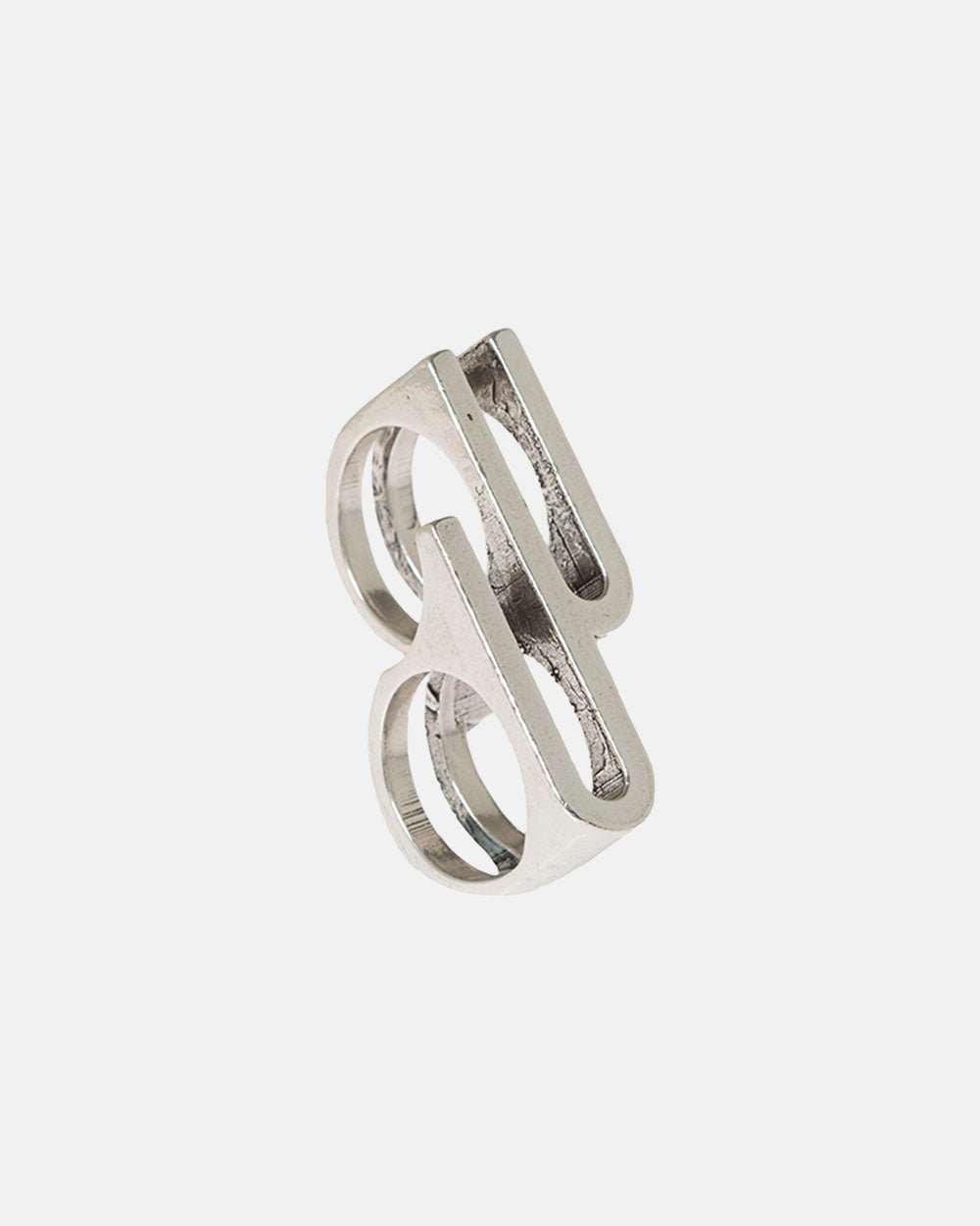 DOUBLE C RING - silver double band ring, side view - Cold Culture #packshot