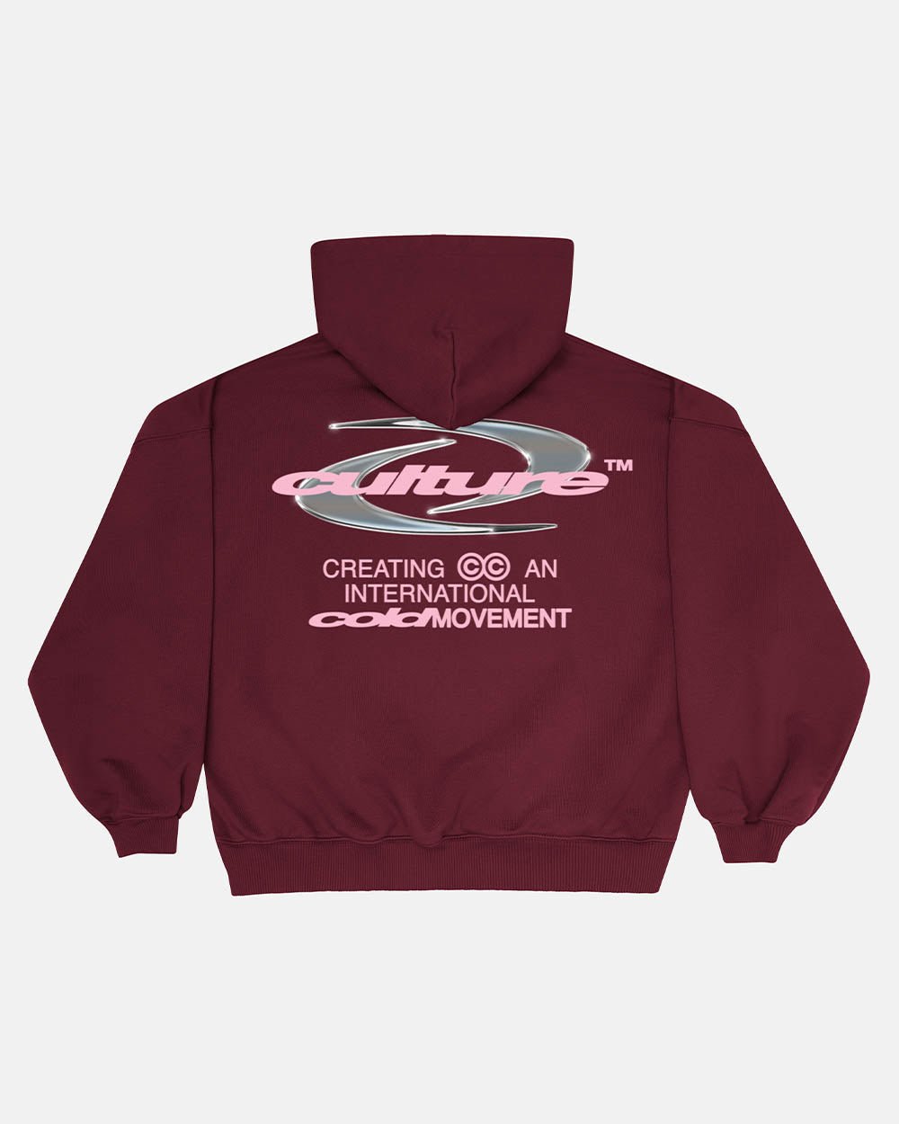 DYNAMIC HOODIE BURGUNDY - burgundy oversized hoodie, back view - Cold Culture #packshot