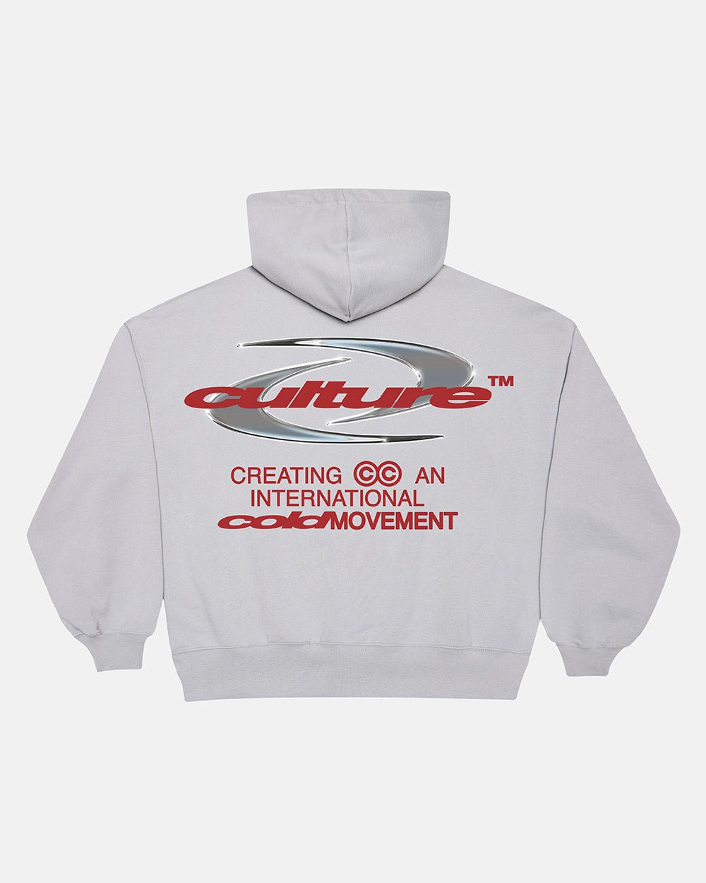 DYNAMIC HOODIE LIGHT GREY - light grey graphic print hoodie, back view - Cold Culture #packshot