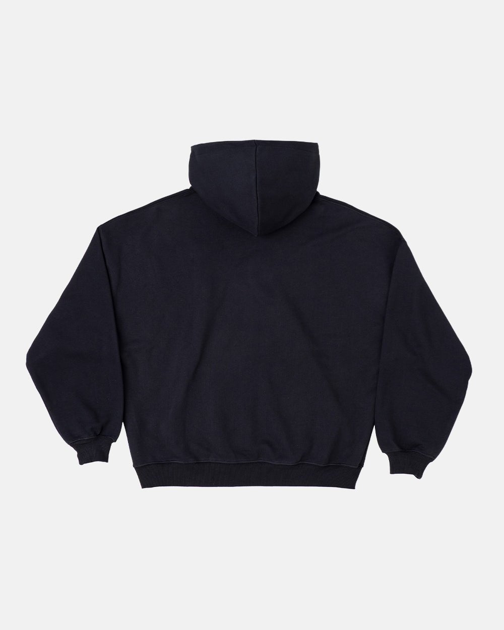 ESSENTIAL HOODIE BLACK - black oversized hoodie, back view - Cold Culture #packshot