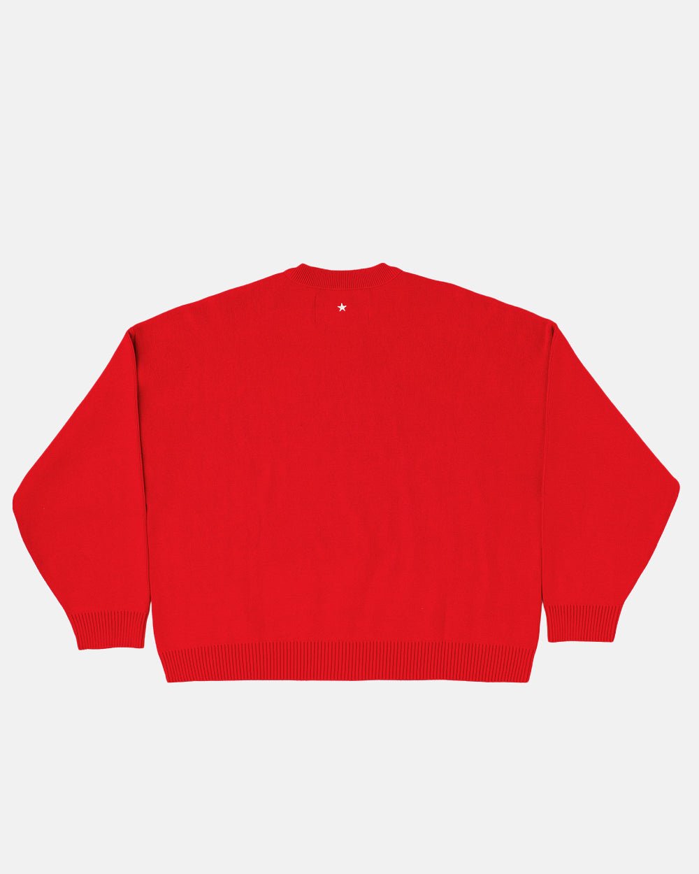 ESSENTIAL KNIT ASTORATH RED - red oversized knit sweater, back view - Cold Culture #packshot