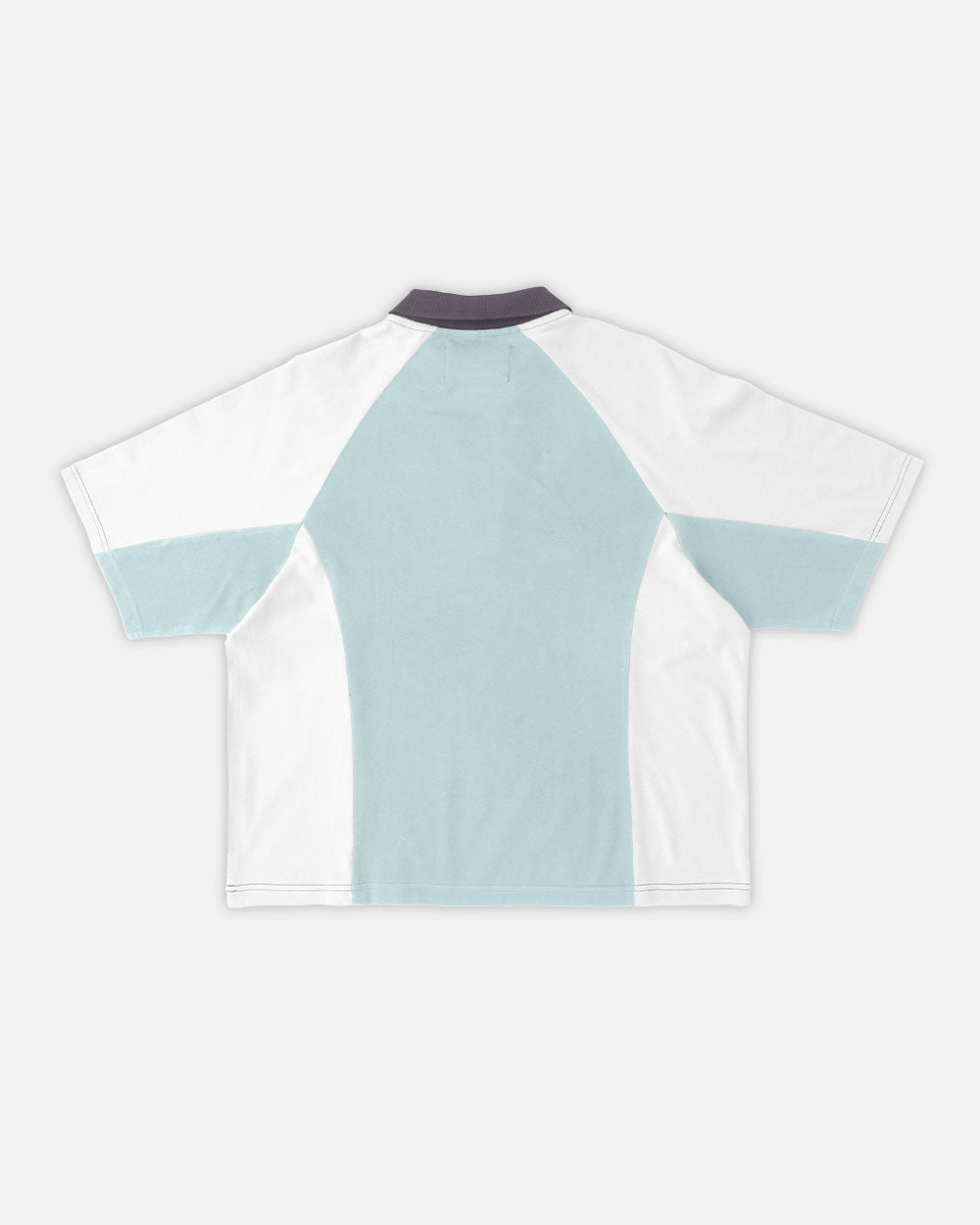 EXTREME POLO IRON LIGHT BLUE AND GREY - light blue and grey polo shirt, back view - Cold Culture #packshot