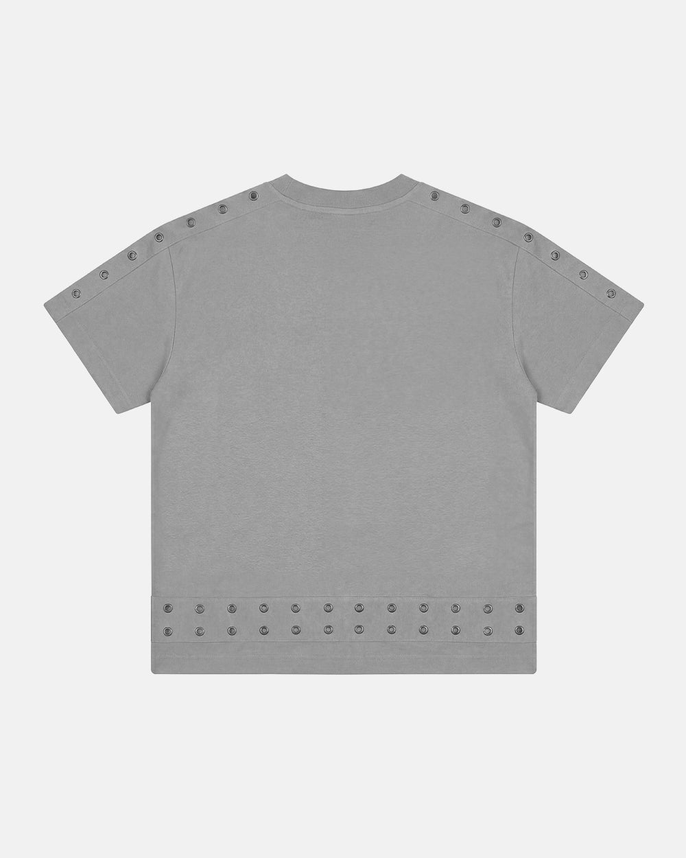 EYELET TEE LIGHT GREY - light grey eyelet tee, back view - Cold Culture #packshot
