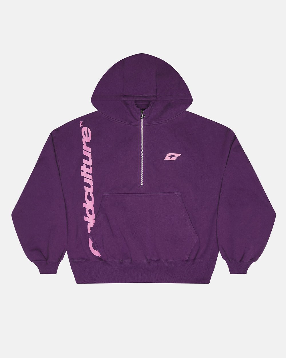 FADED AGE BUZO PURPLE - purple half-zip hoodie, front view - Cold Culture #packshot