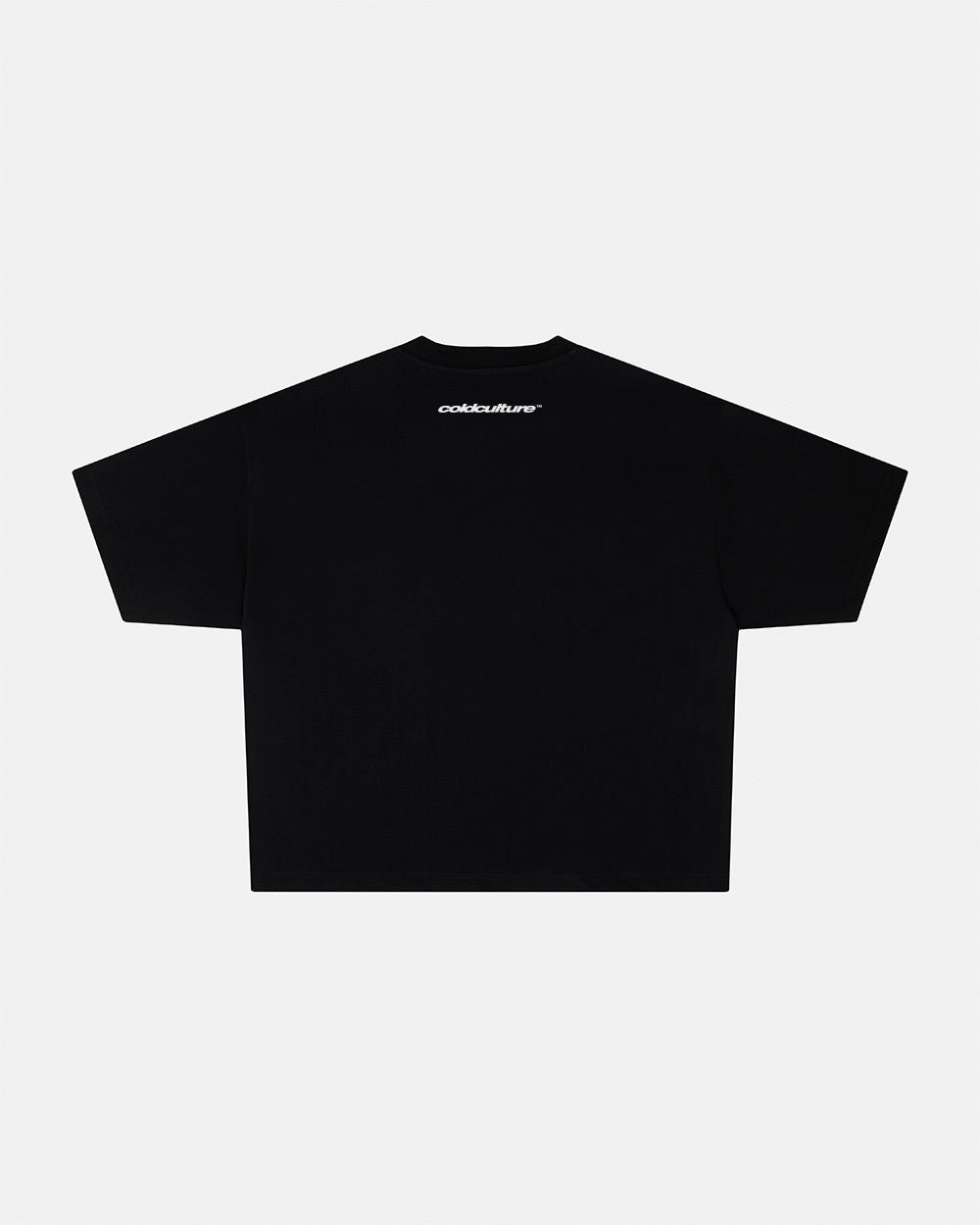 FEISTY TEE BLACK - black graphic print tee, back view - Cold Culture #packshot