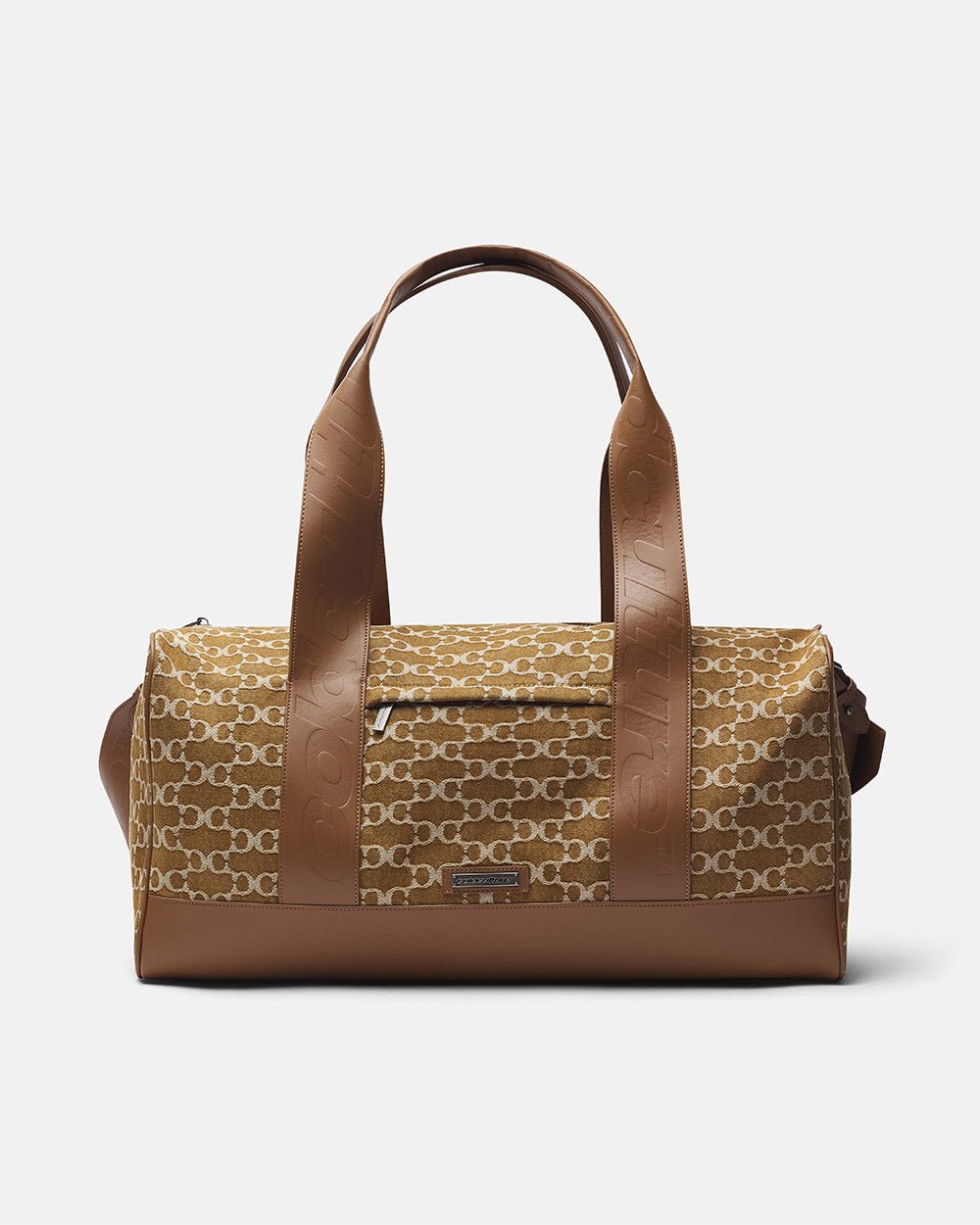 FEVER BAG BROWN - brown monogram duffle bag, front view - Cold Culture #packshot
