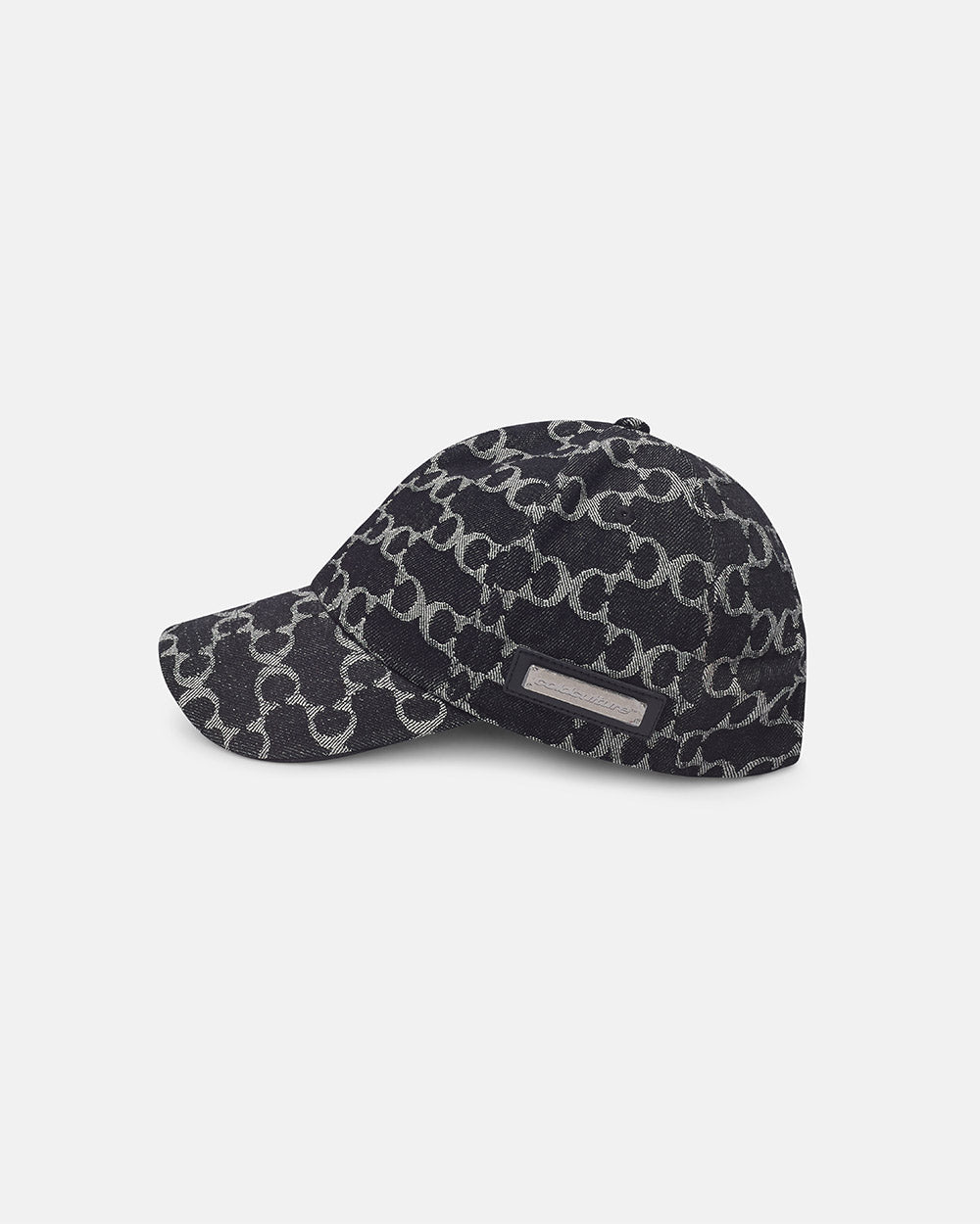 FEVER CAP BLACK - black monogram cap, side view - Cold Culture #packshot