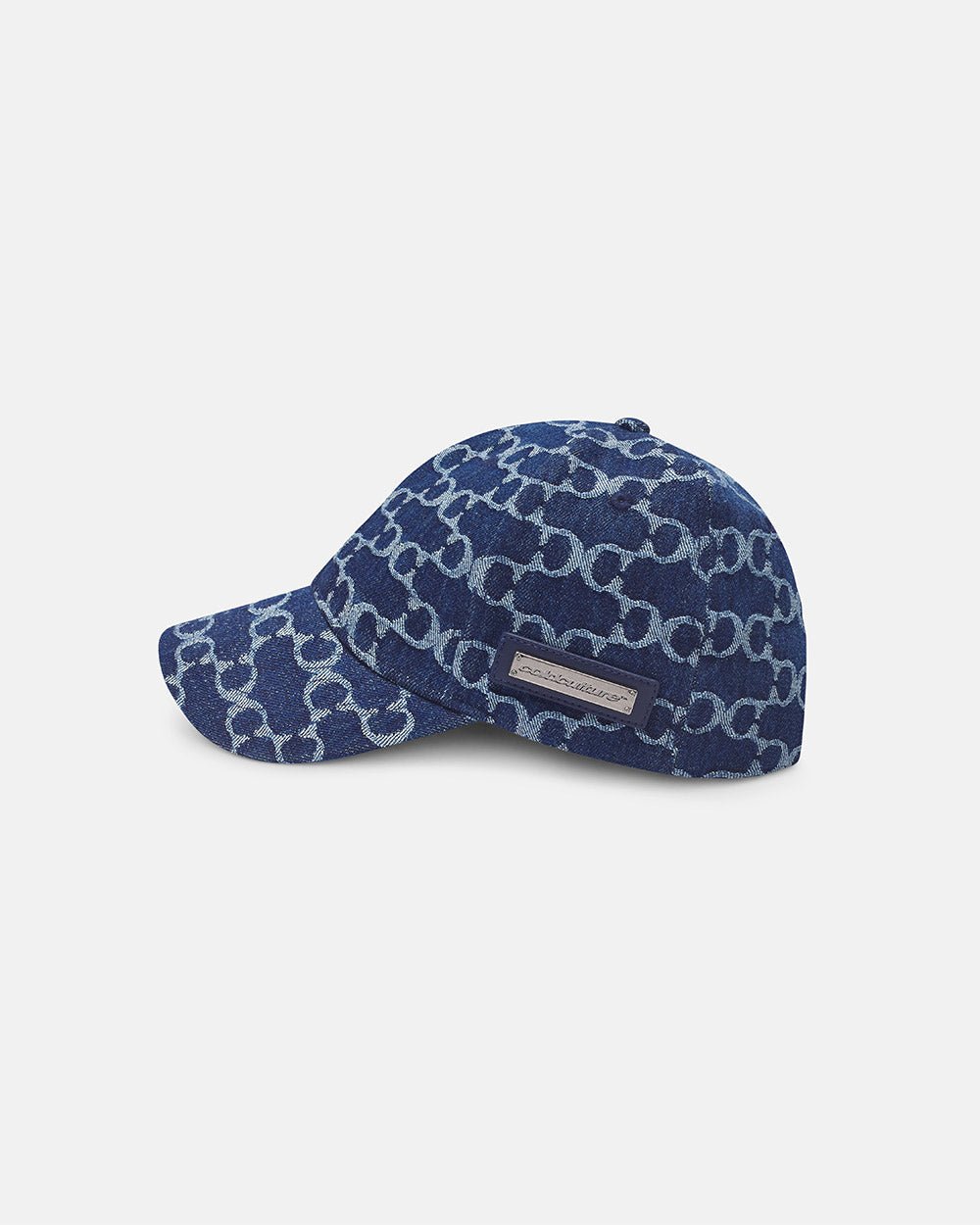 FEVER CAP BLUE - blue monogram cap, side view - Cold Culture #packshot