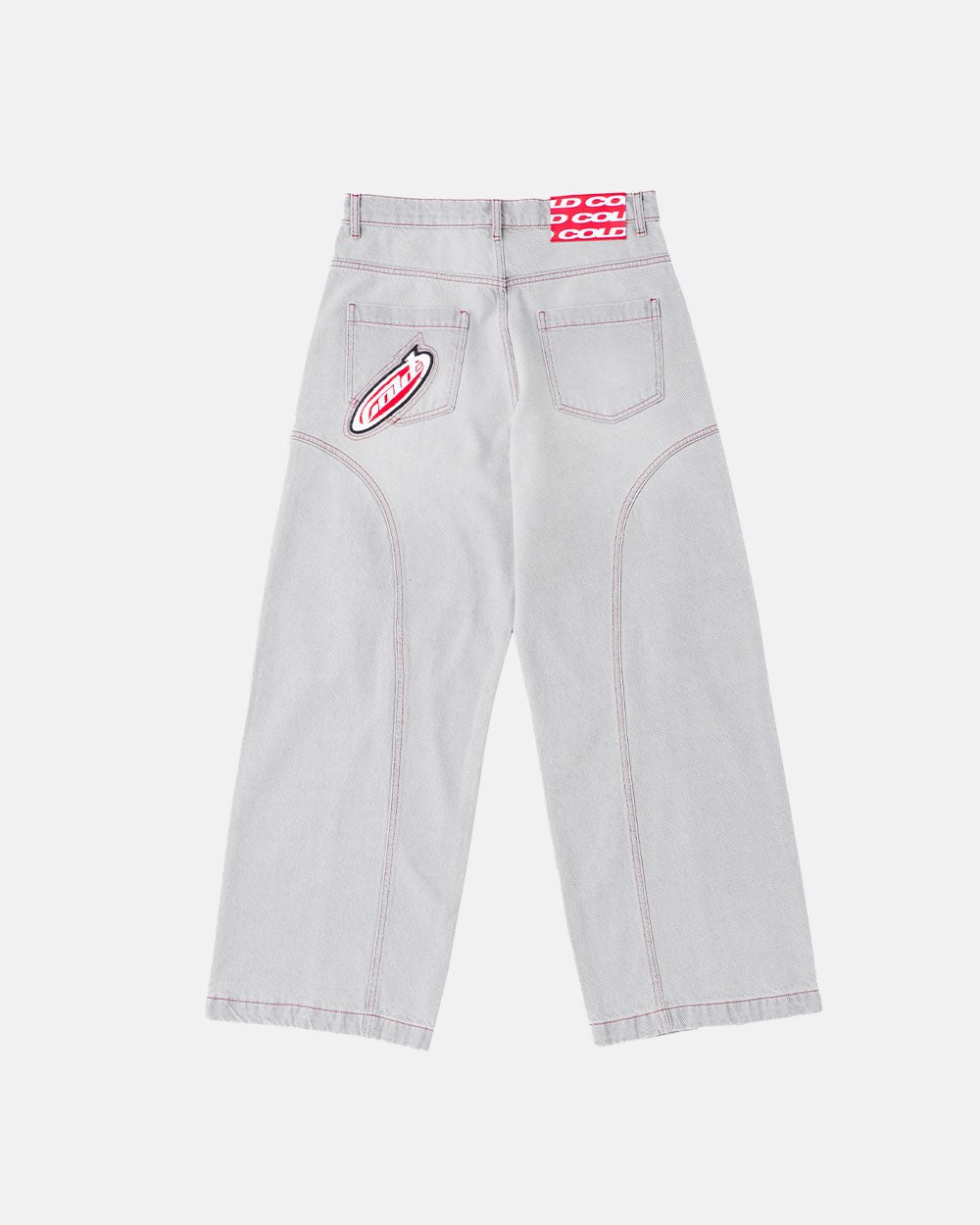 FLEX V2 PANTS LIGHT TITANIUM - light grey contrast stitch pants, back view - Cold Culture #packshot