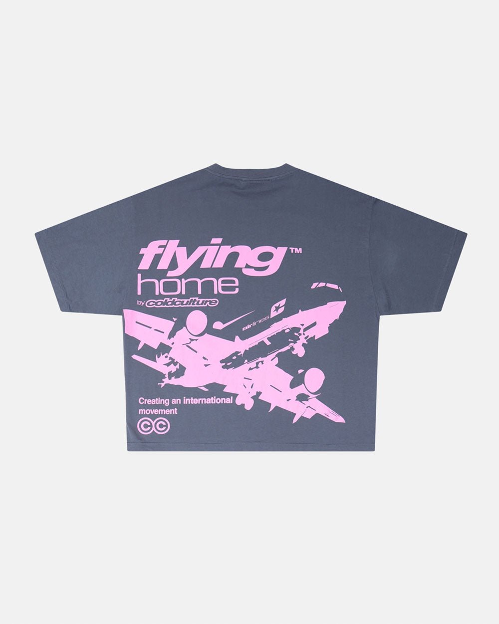 FLYING HOME TEE INDIA INK - dark navy graphic print tee, back view - Cold Culture #packshot