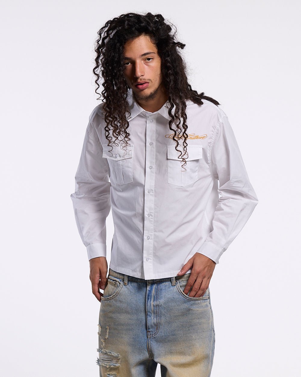 GLYPH LONGSLEEVE SHIRT WHITE - Cold Culture #man