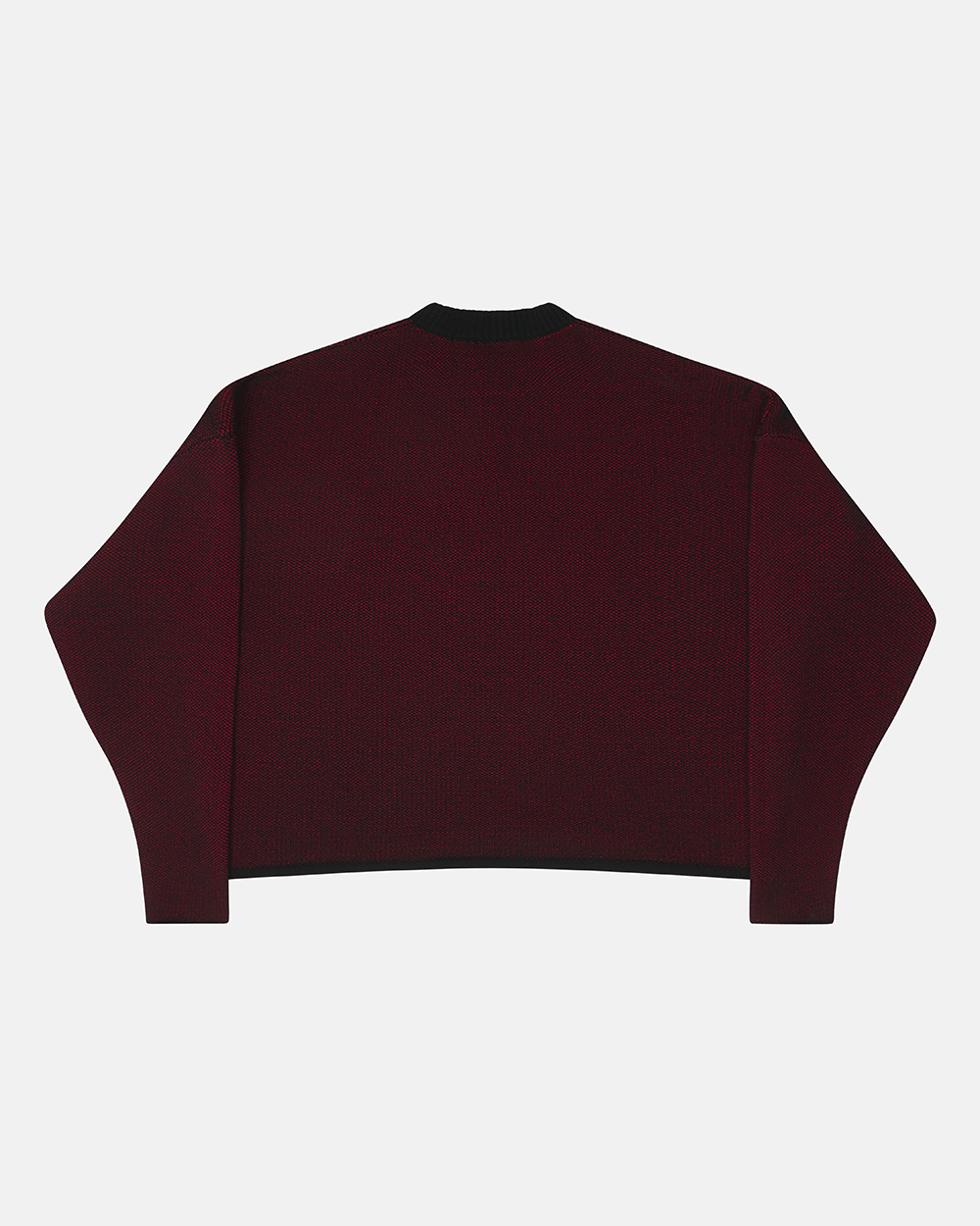 GRUBBY KNIT BLACK - black and red script knit sweater, back view - Cold Culture #packshot