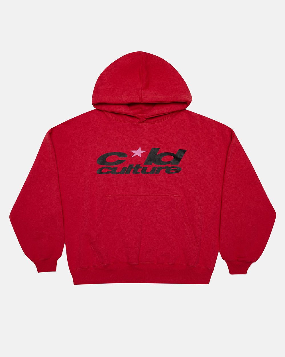HARPER HOODIE OFF RED - red graphic print hoodie, front view - Cold Culture #packshot