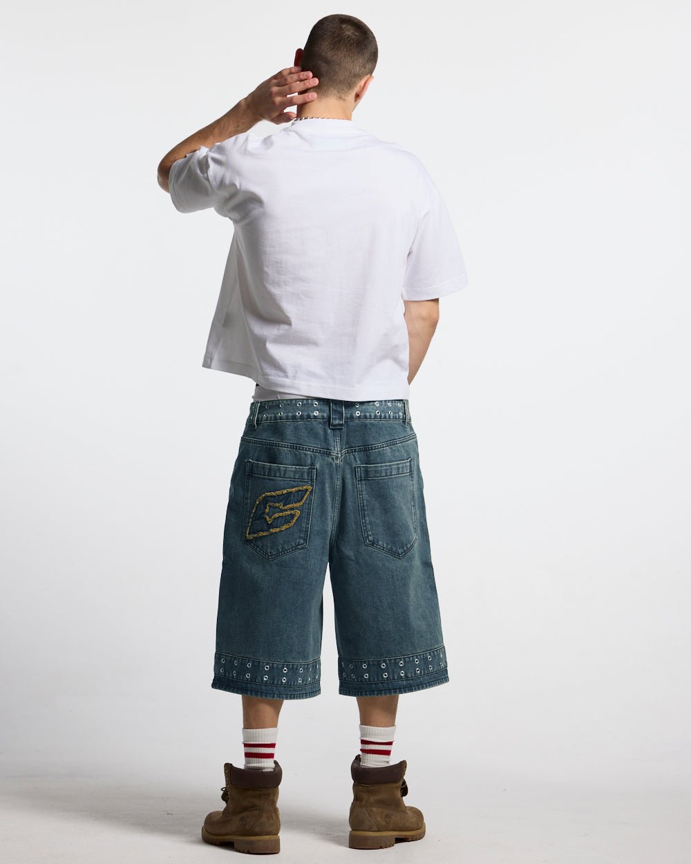HAWAII CLUB TEE WHITE - white graphic print tee, back view on male model - Cold Culture #man