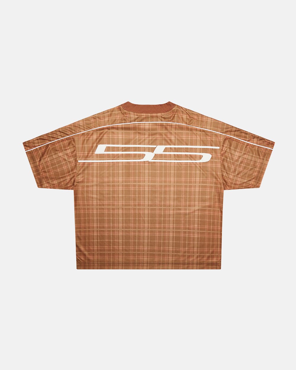 HIGHLANDS PLAID TEE BEIGE - beige plaid tee, back view - Cold Culture #packshot