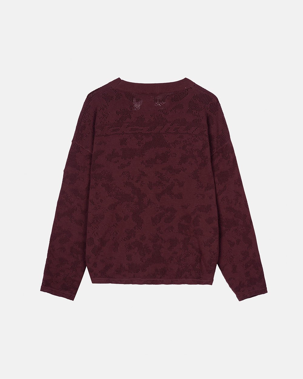 HURRACAINE LONGSLEEVE KNIT BROWN - brown jacquard knit sweater, back view - Cold Culture #packshot
