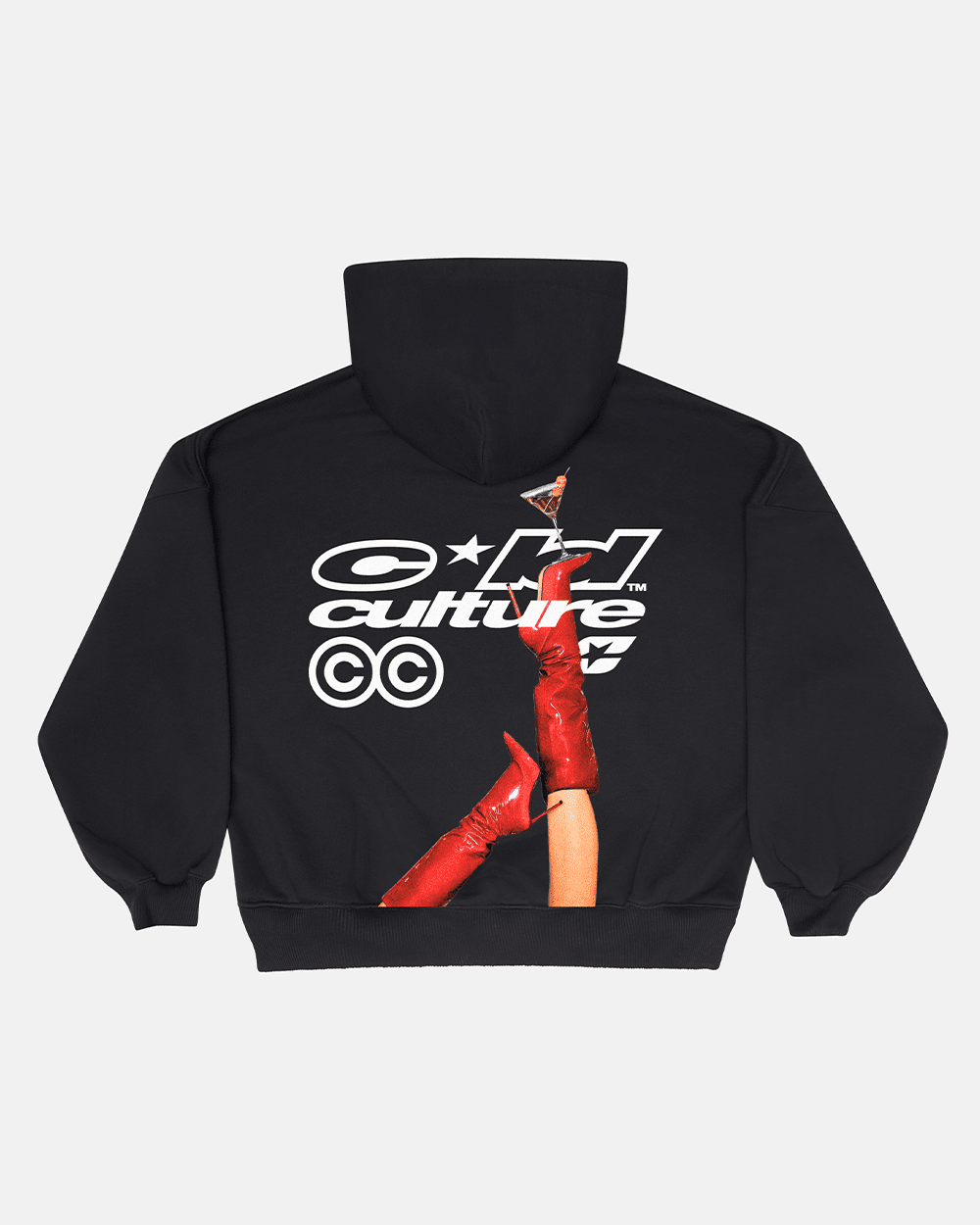I SWEAR ITS WATER HOODIE BLACK - black graphic print hoodie, back view - Cold Culture #packshot