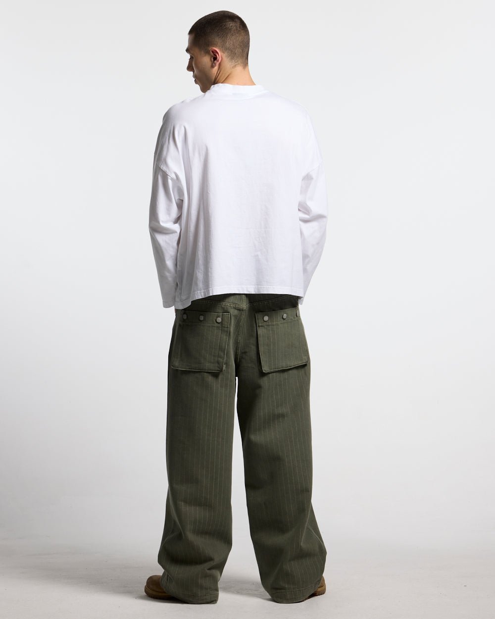 IM TOO COLD LONGSLEEVE TEE WHITE - white slogan print longsleeve tee, back view on male model - Cold Culture #man