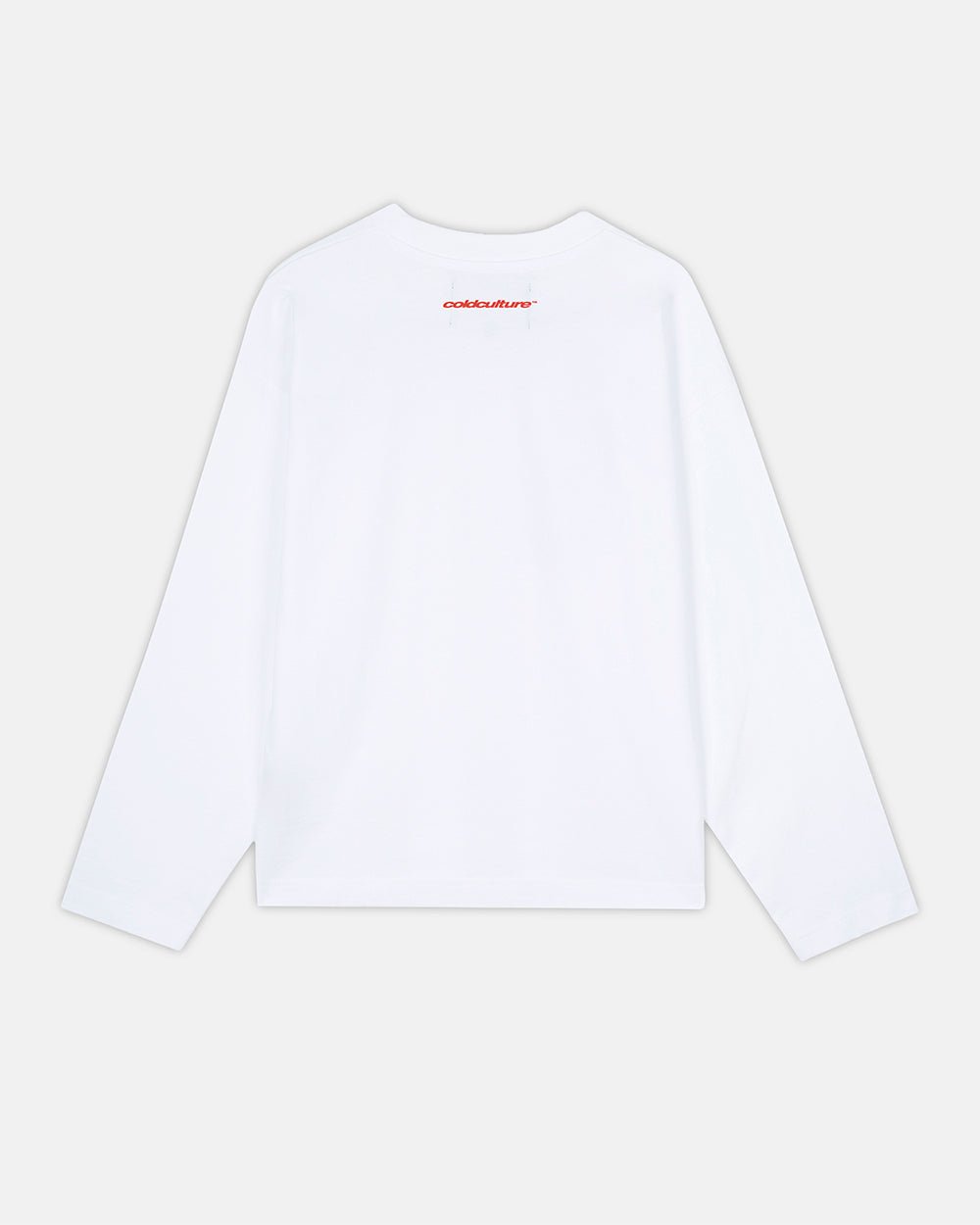 LA PARA LONGSLEEVE WHITE - white graphic print longsleeve tee, flat lay - Cold Culture #packshot