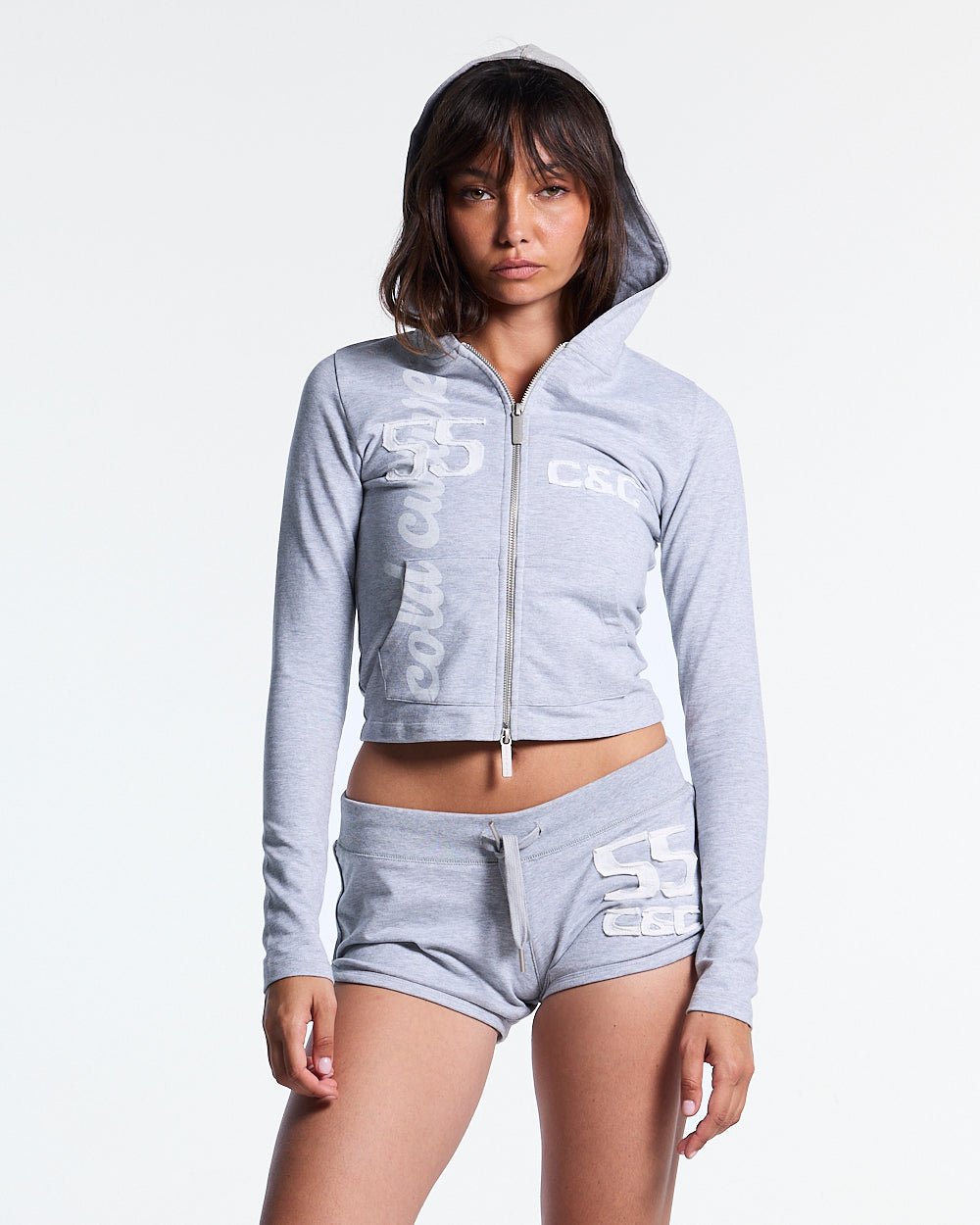 LACE ZIP HOODIE HEATHER GREY - DELAYED DELIVERY - Cold Culture #woman