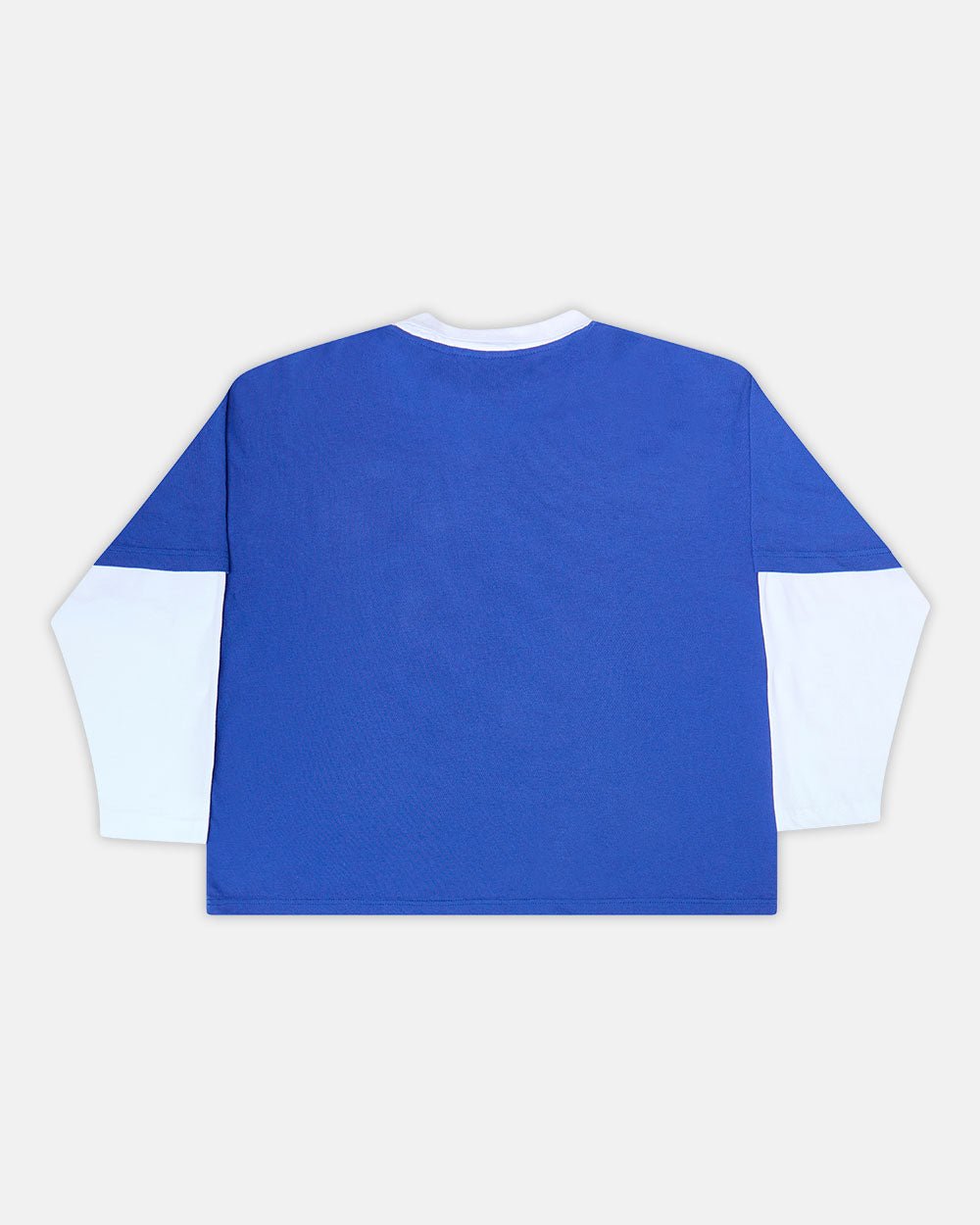 LAX LONGSLEEVE POLO INTENSE BLUE - blue and white longsleeve polo shirt, back view - Cold Culture #packshot