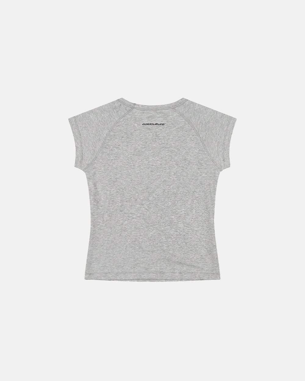 LITTLE BABY TEE HEATHER GREY - heather grey graphic baby tee, back view - Cold Culture #packshot
