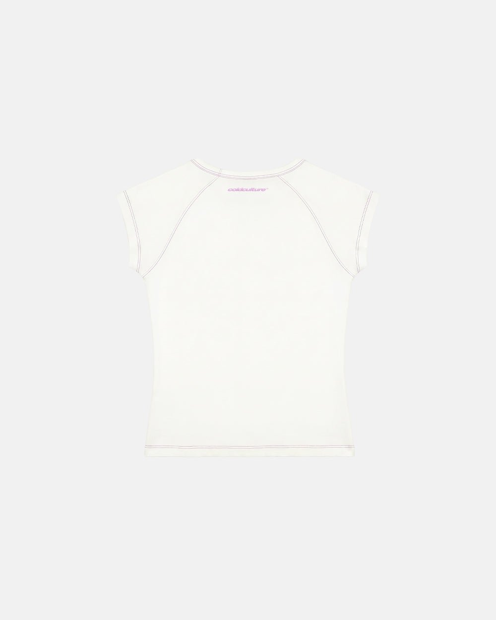 LITTLE BABY TEE WHITE - off-white graphic baby tee, back view - Cold Culture #packshot