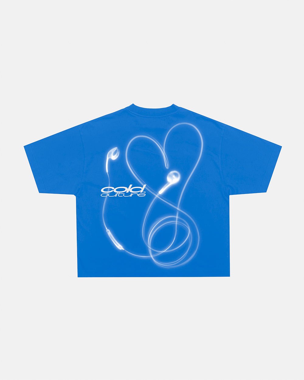LOVEPODS TEE BLUE - blue graphic print tee, back view - Cold Culture #woman