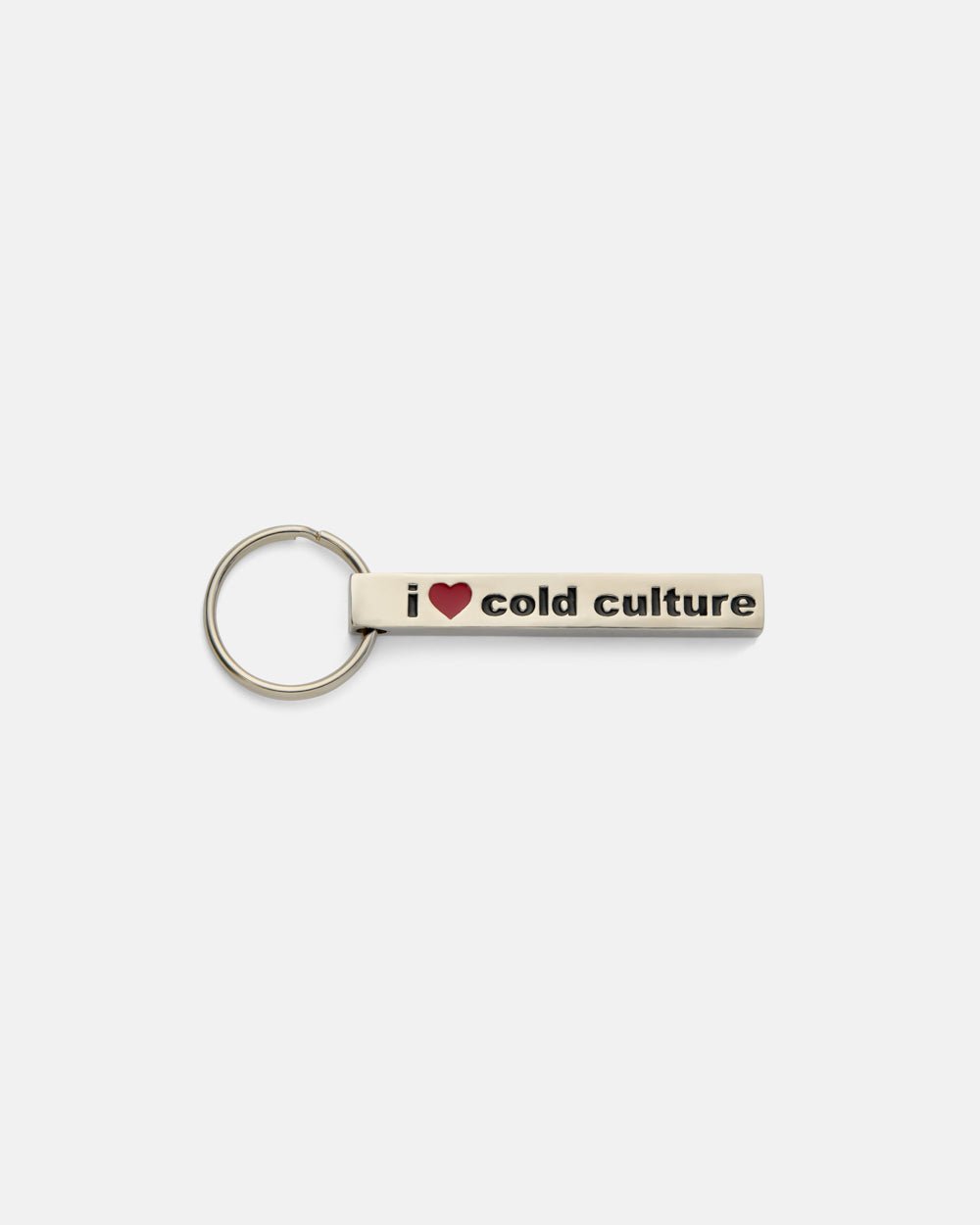 LOVERS KEYCHAIN - silver bar keychain, back view - Cold Culture #packshot