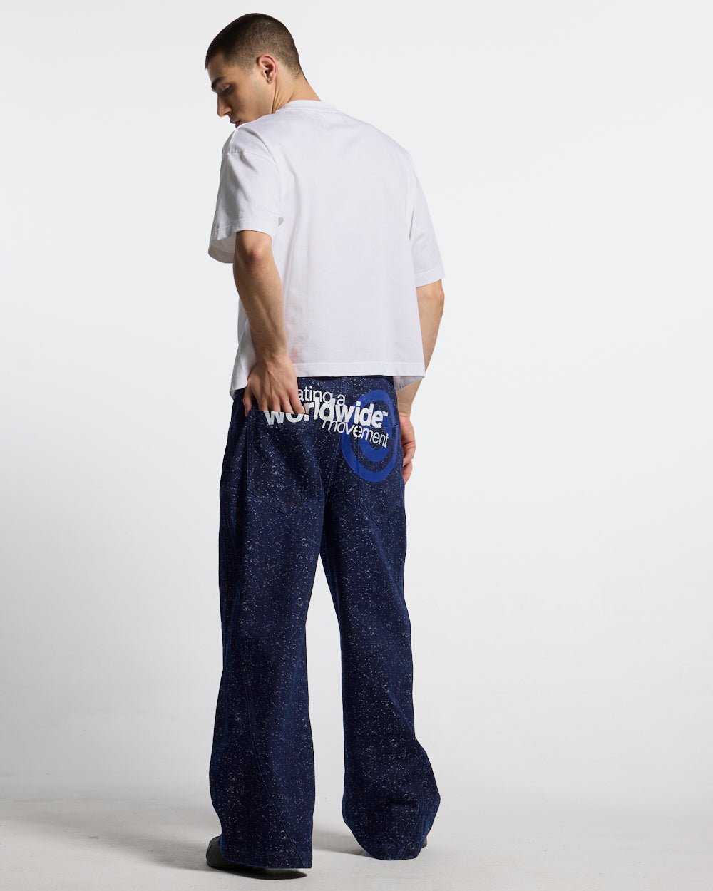 LOW KEY BASIC TEE 2 PACK WHITE & BLACK - black and white basic tees, back view on male model - Cold Culture #man