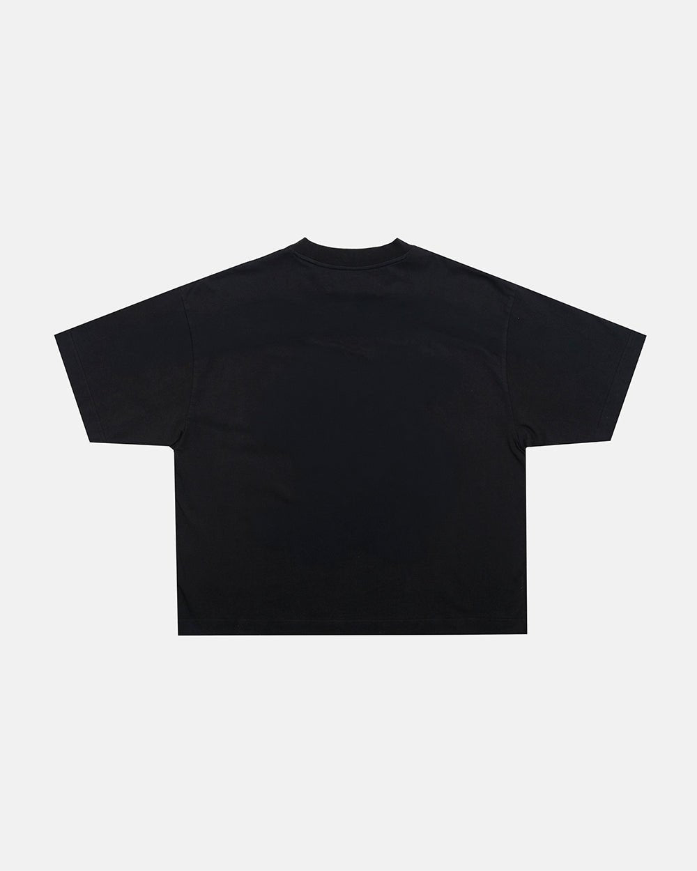 METAL SCRIPT TEE BLACK - black script print tee, flat lay - Cold Culture #packshot