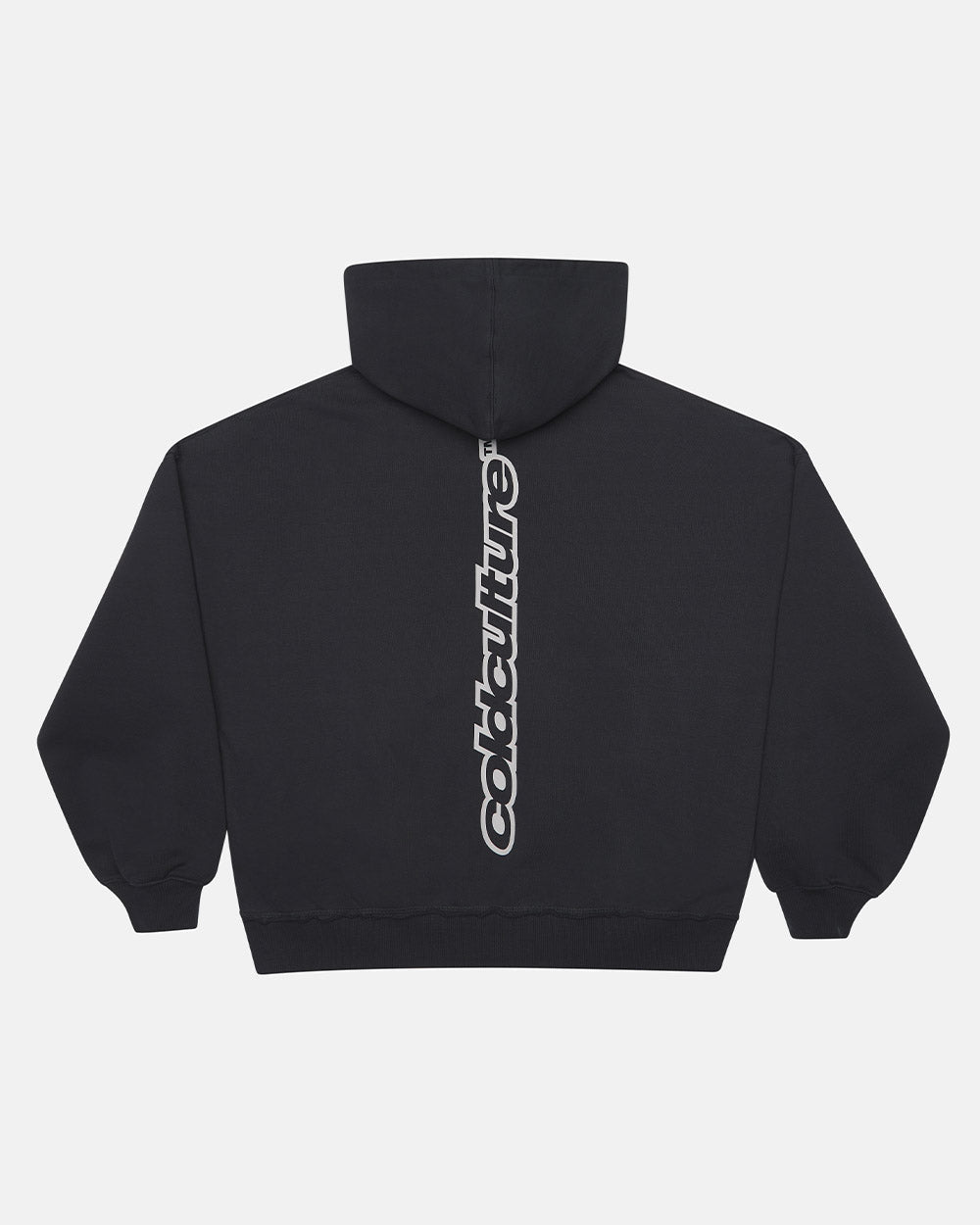 MIDNIGHT SET ZIP UP BLACK - black zip-up hoodie, back view - Cold Culture #packshot