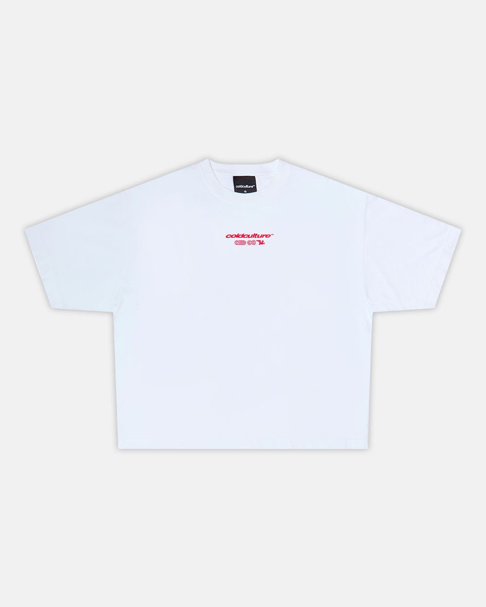 MIX TEE WHITE - white graphic print tee, front view - Cold Culture #packshot