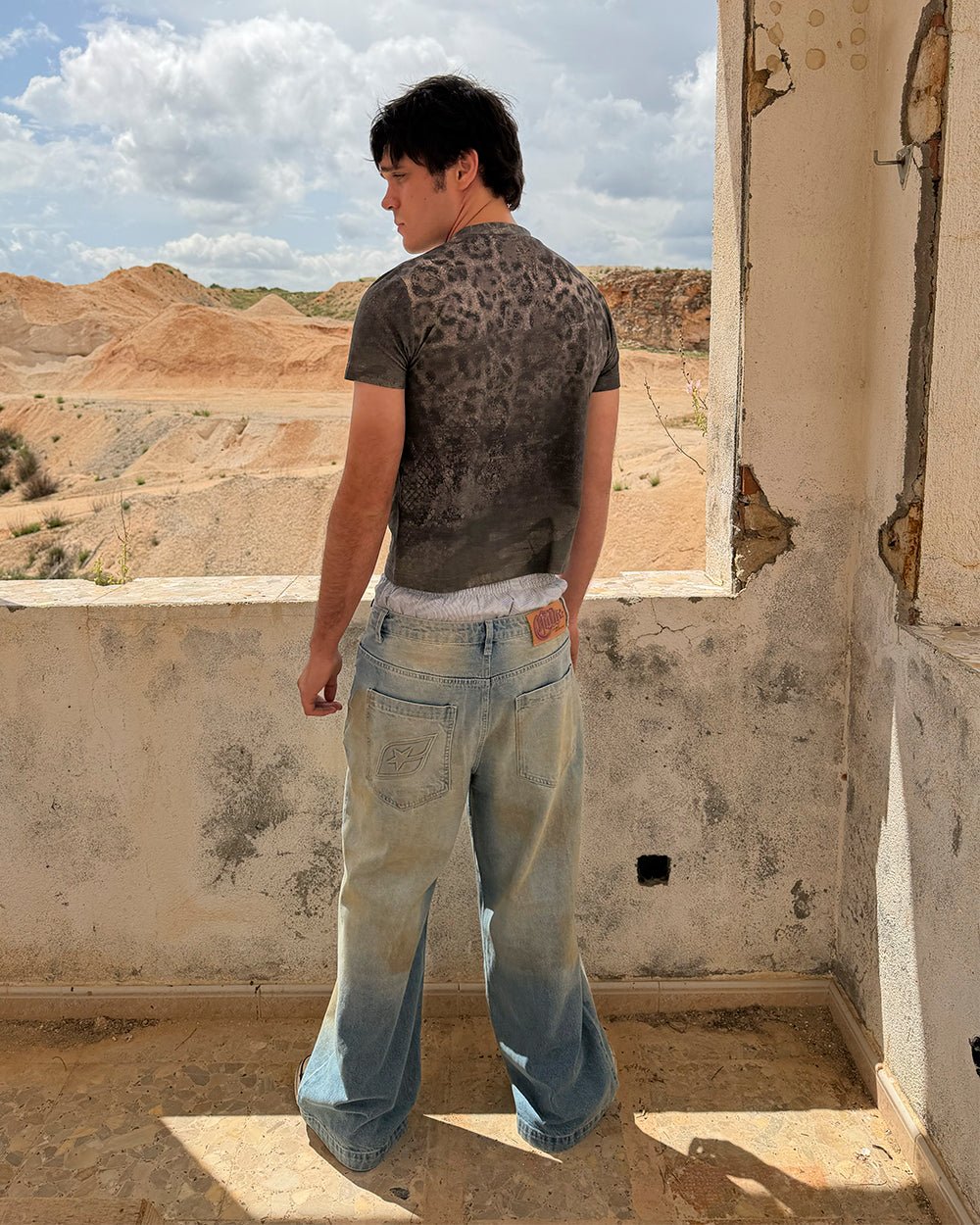 MUDDY V3 PANTS BLUE - washed blue denim pants, street style shot - Cold Culture