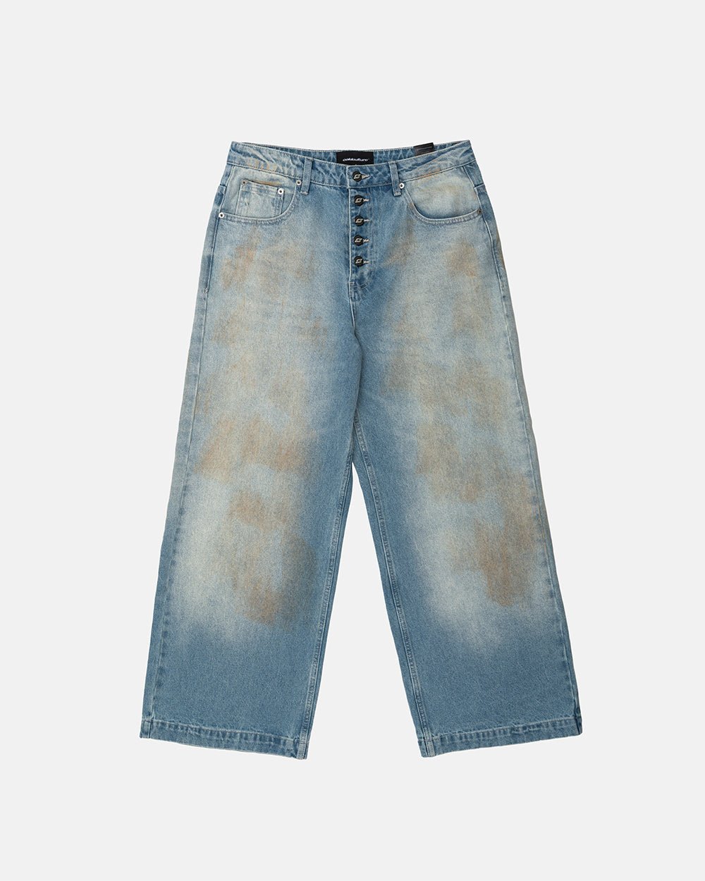 MUDDY V3 PANTS BLUE - washed blue denim pants, front view - Cold Culture #packshot