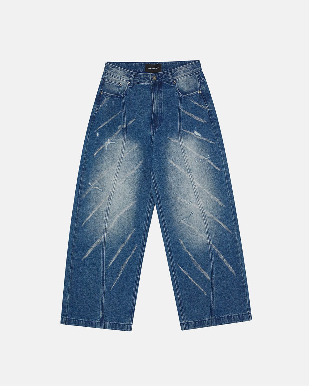 MUSIC RHYTHM V3 PANTS LIGHT BLUE - light blue washed denim pants, front view - Cold Culture #packshot