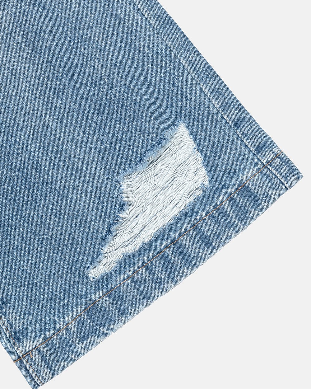 MZRT V3 PANTS LIGHT BLUE - light blue printed denim pants, detail close-up - Cold Culture