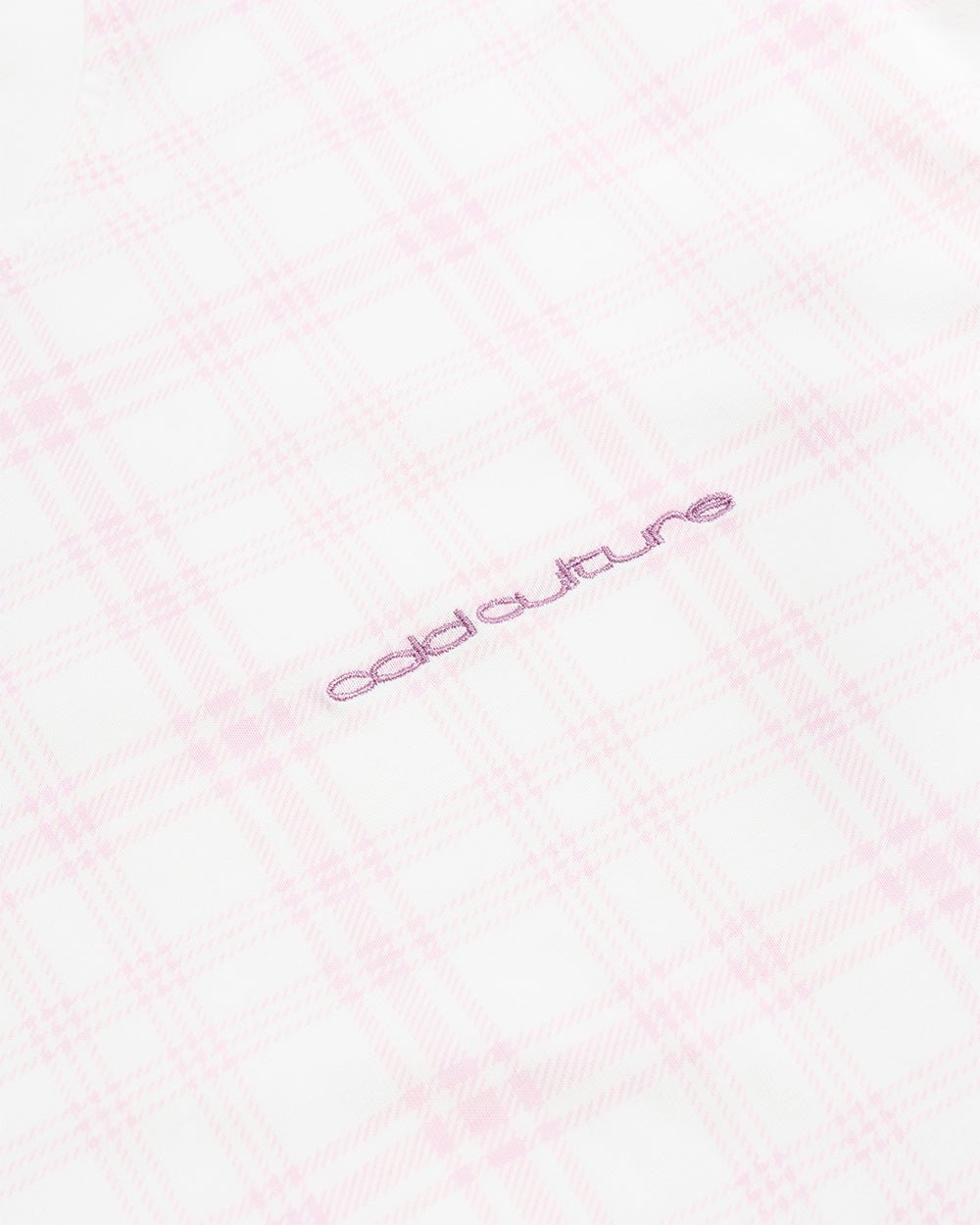 NACHT TEE PINK - pink plaid tee, detail close-up - Cold Culture