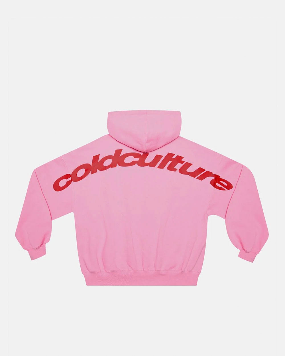NEW CURVED ZIP HOODIE PINK & RED - COLD CULTURE #packshot