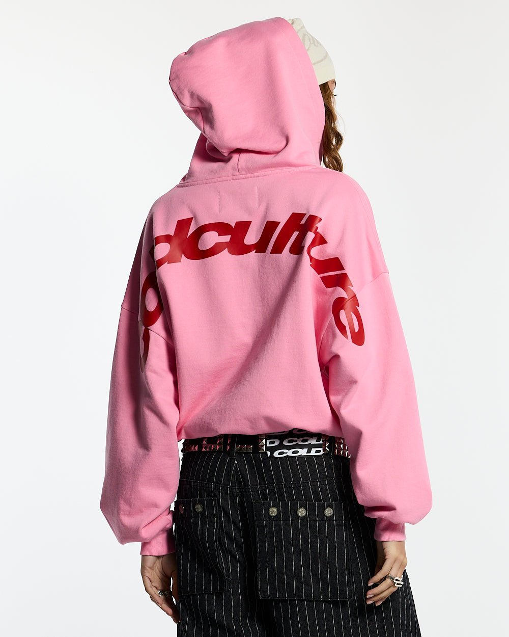 NEW CURVED ZIP HOODIE PINK & RED - COLD CULTURE #woman